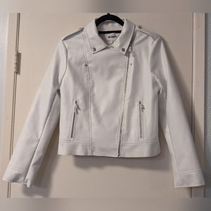 🏍️White Faux Leather Moto Jacket